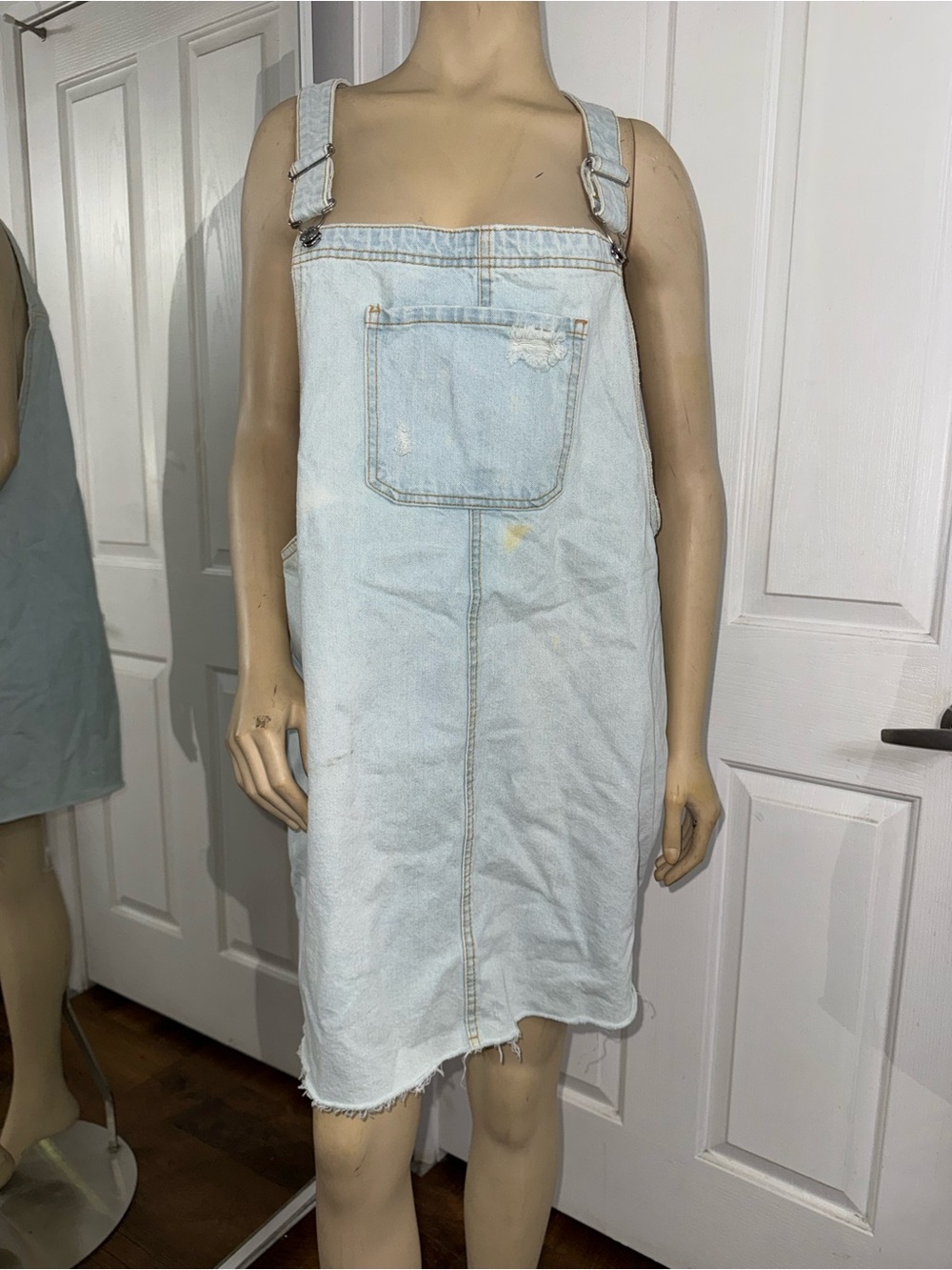 wild fable Light Blue Denim Pinafore Dress for Kids
